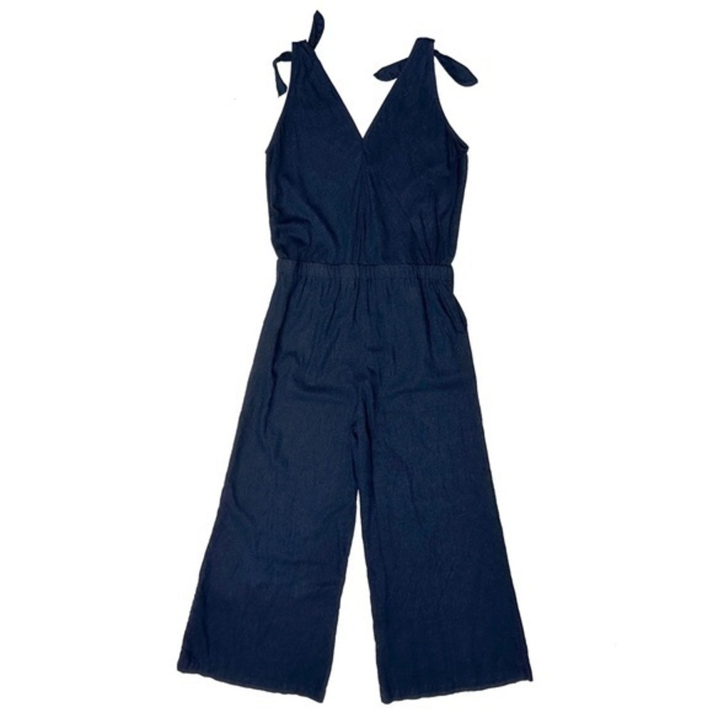 Just Living Navy Tie-Shoulder Wide-Leg Jumpsuit